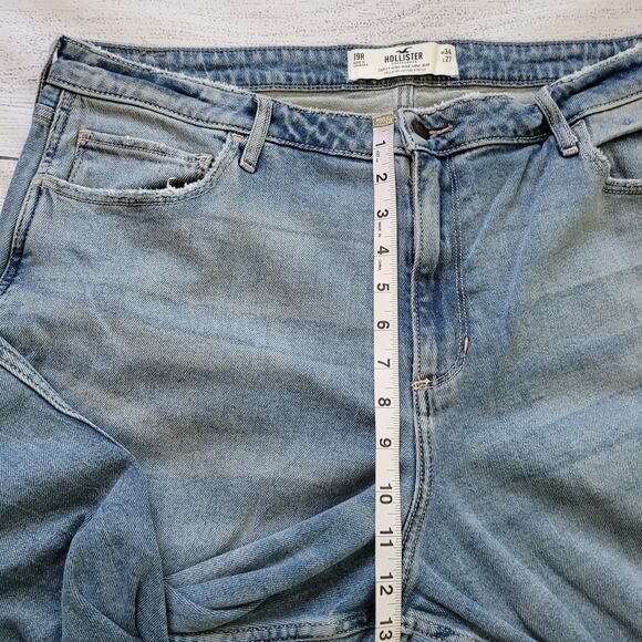 Hollister Size 19 Curvy High Rise Mom Jean Distressed Vintage Stretch Light Wash - Picture 6 of 10